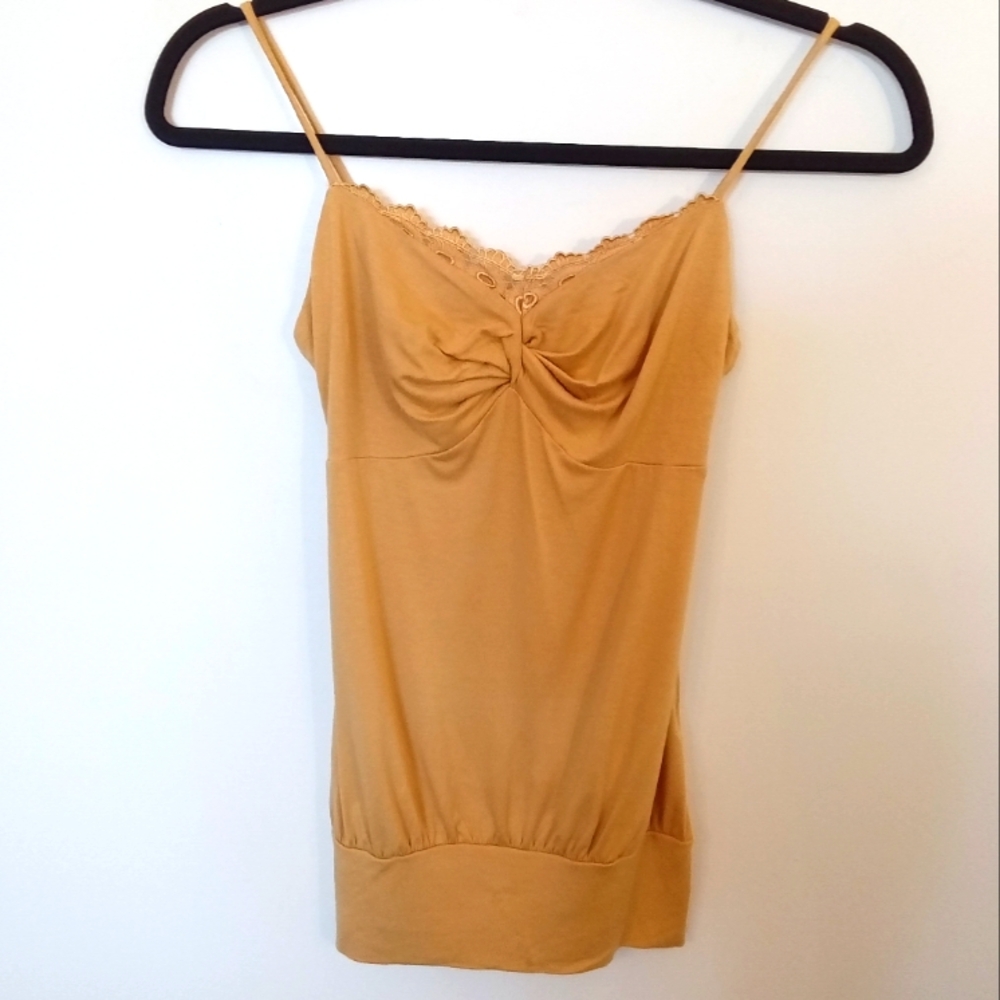 Easel Tank with Spaghetti Straps and Ruched Bodice